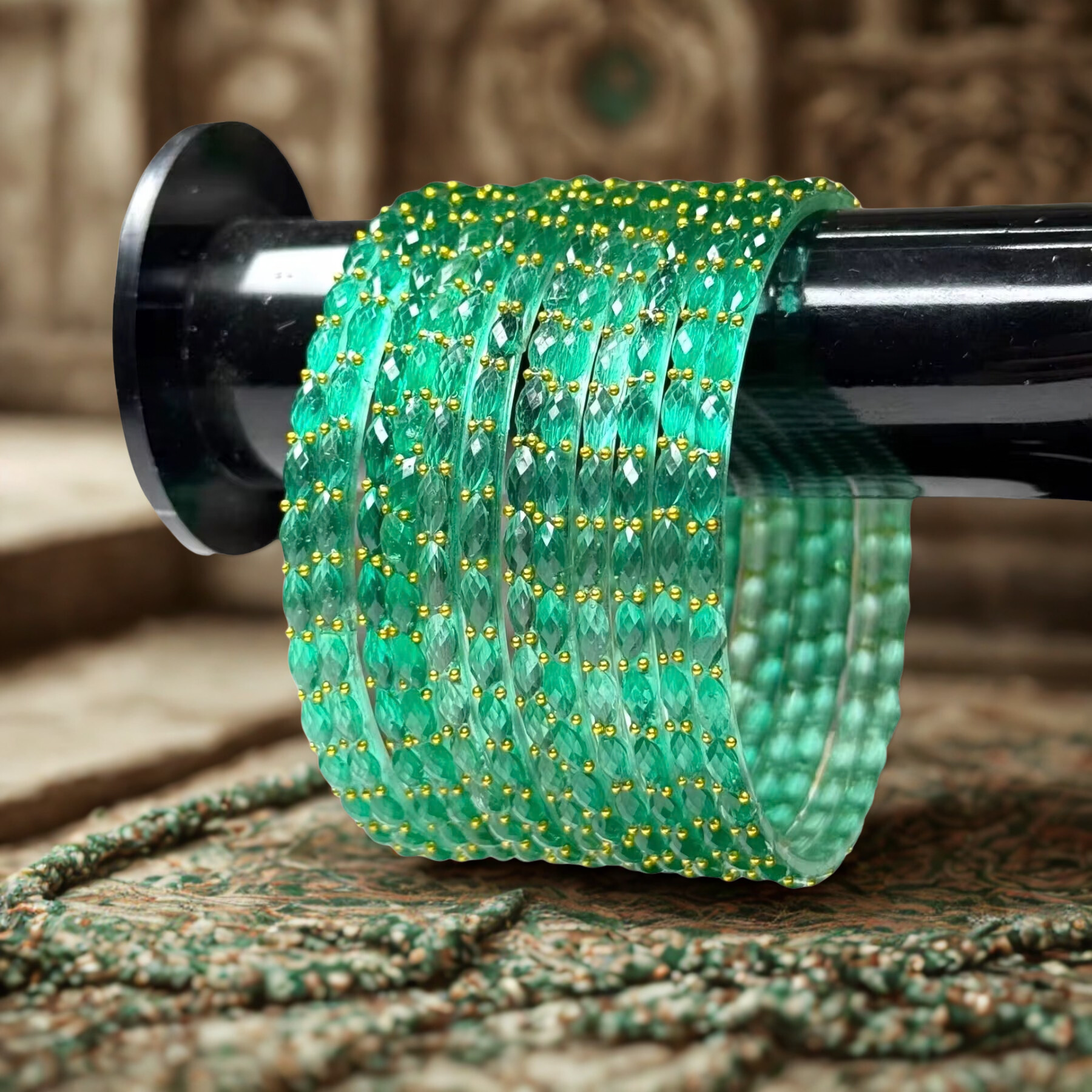 Indian Raindrop Bangles – Original Imported 🇮🇳 (Light Green)