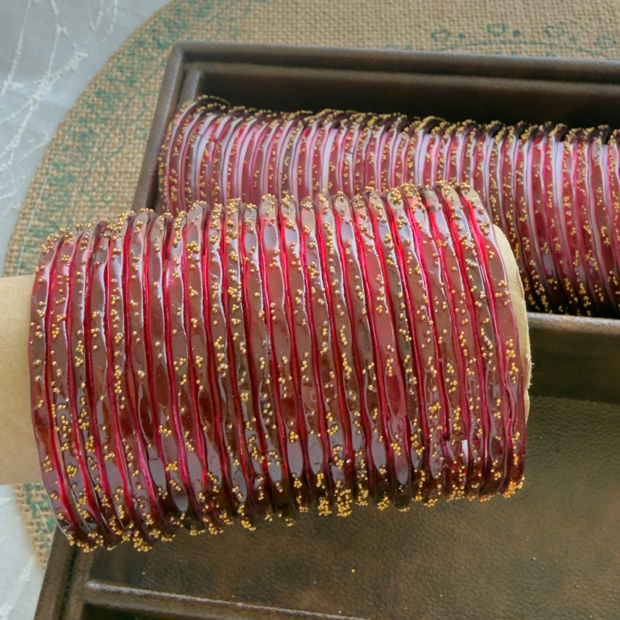 Viral Kashmeri/Raindrop Bangles (Maroon)