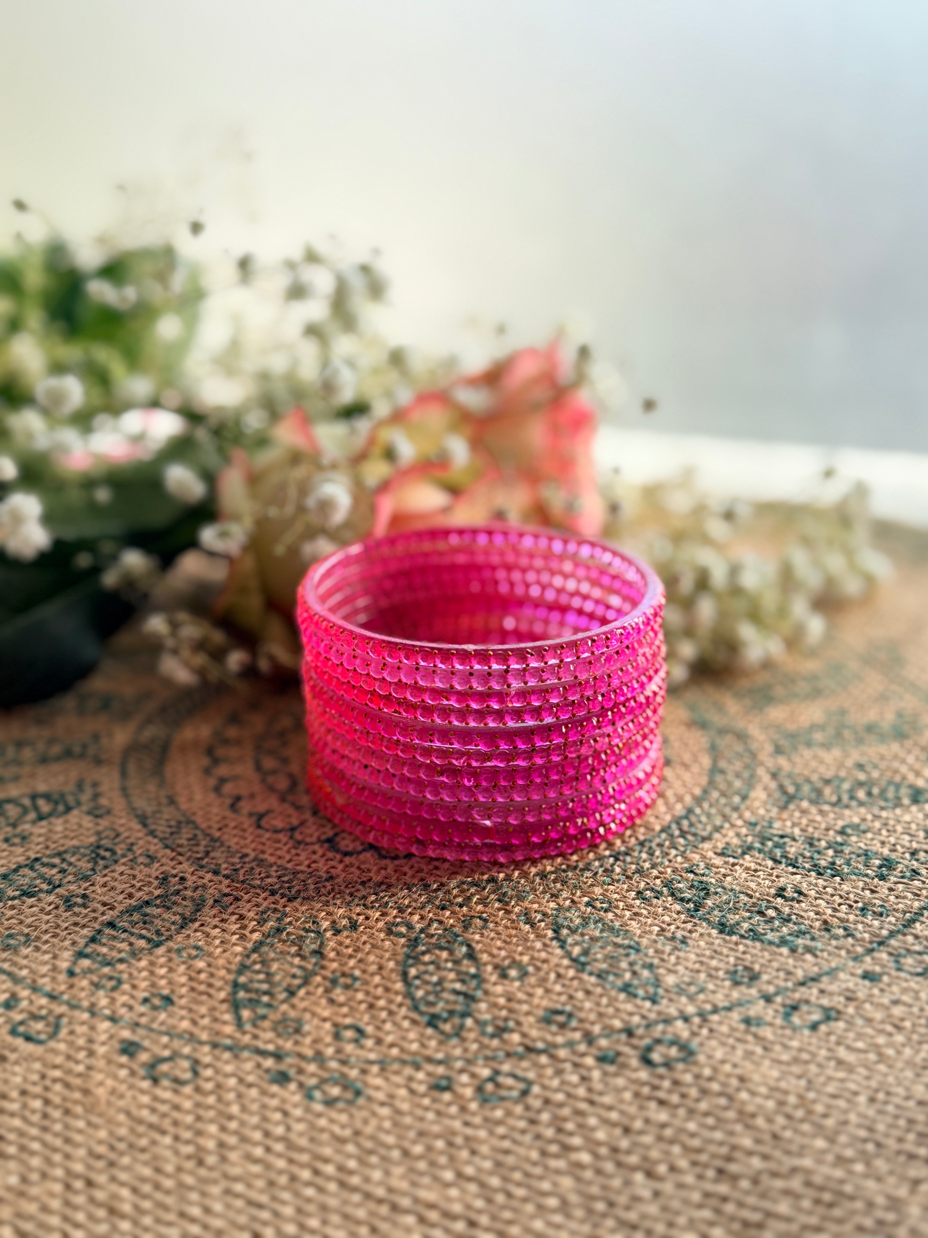 Indian Raindrop Bangles – Original Imported 🇮🇳 (Pink)