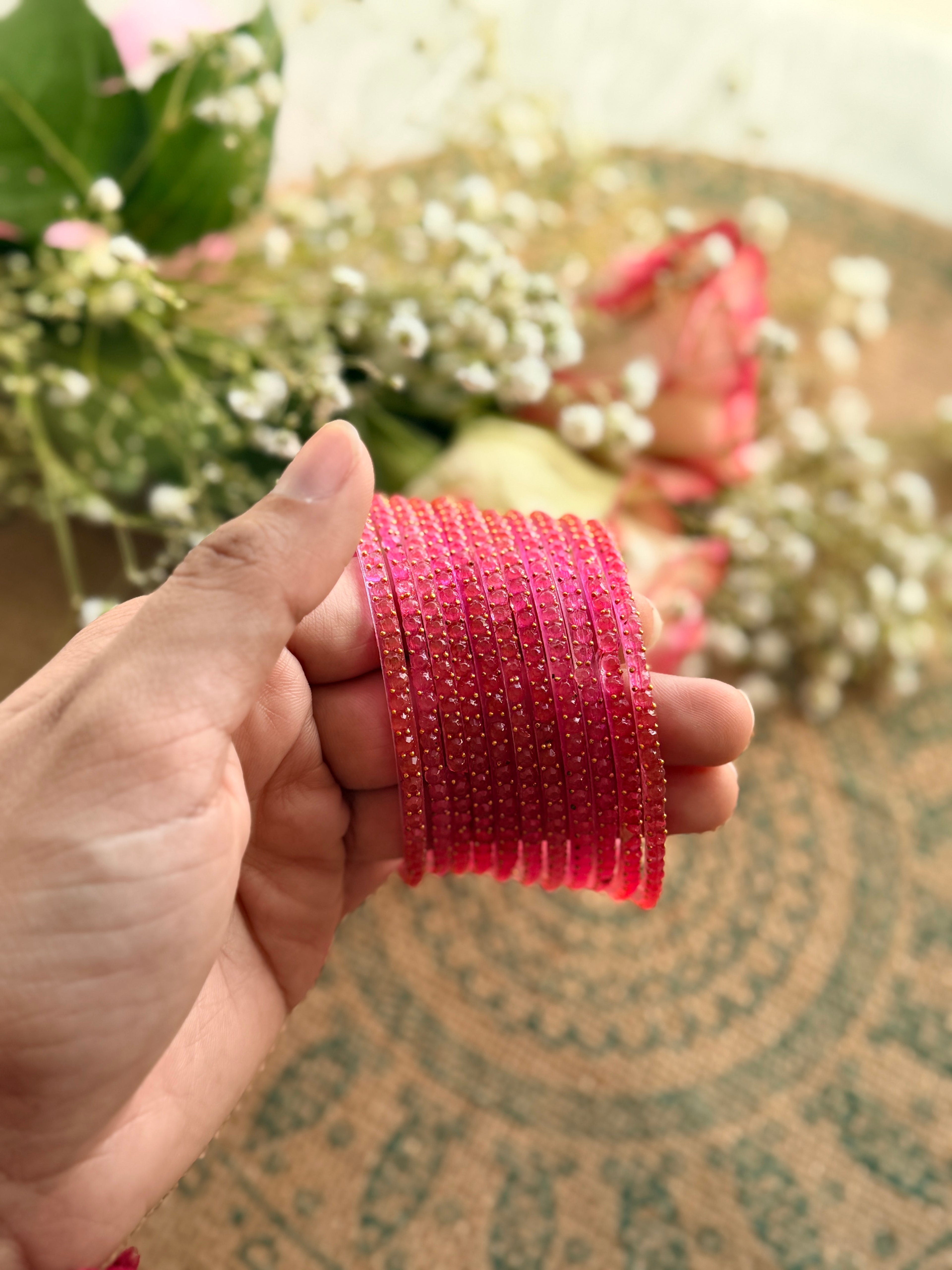 Indian Raindrop Bangles – Original Imported 🇮🇳 (Pink)