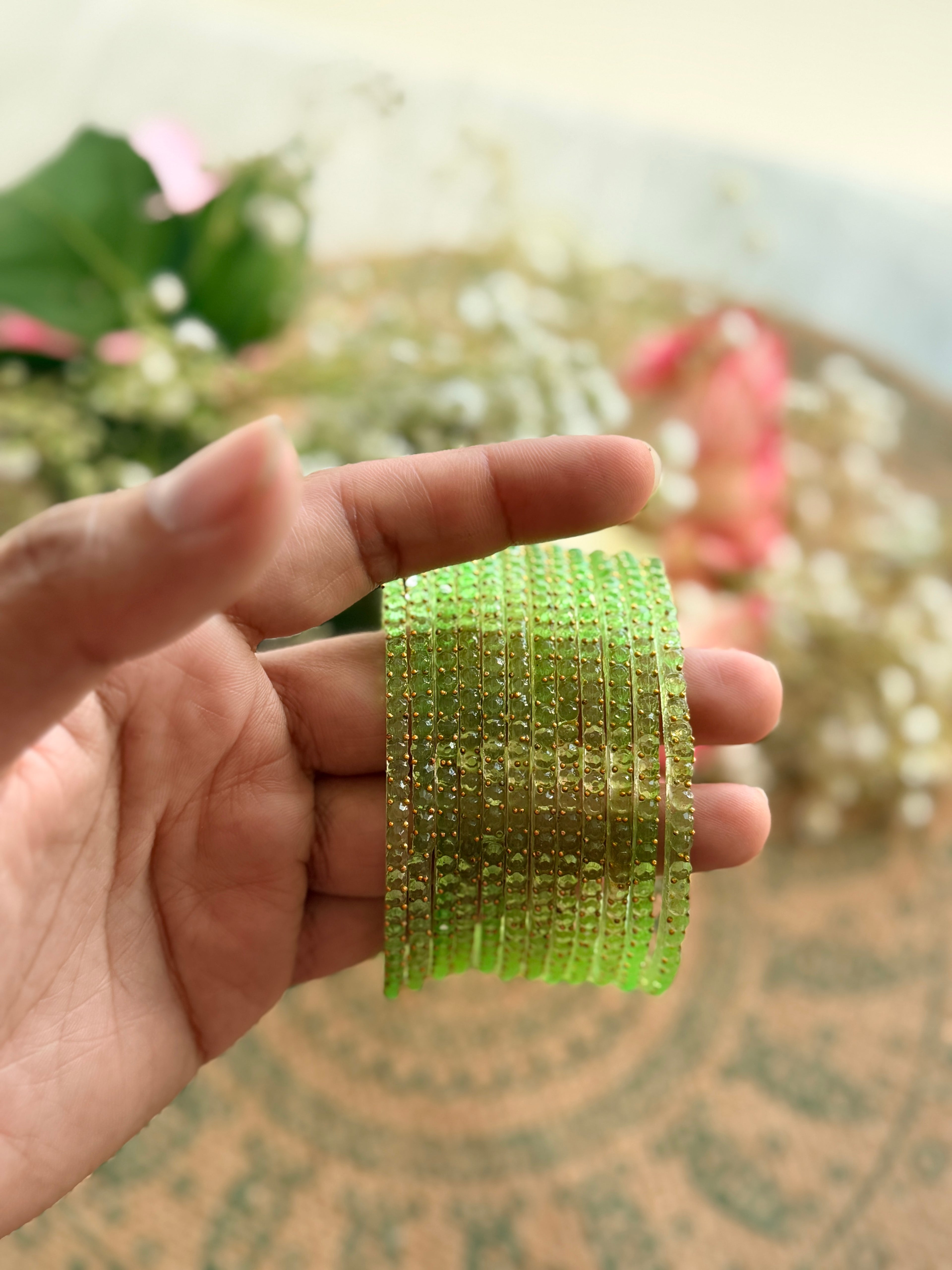 Indian Raindrop Bangles – Original Imported 🇮🇳 (Pistachio Green)