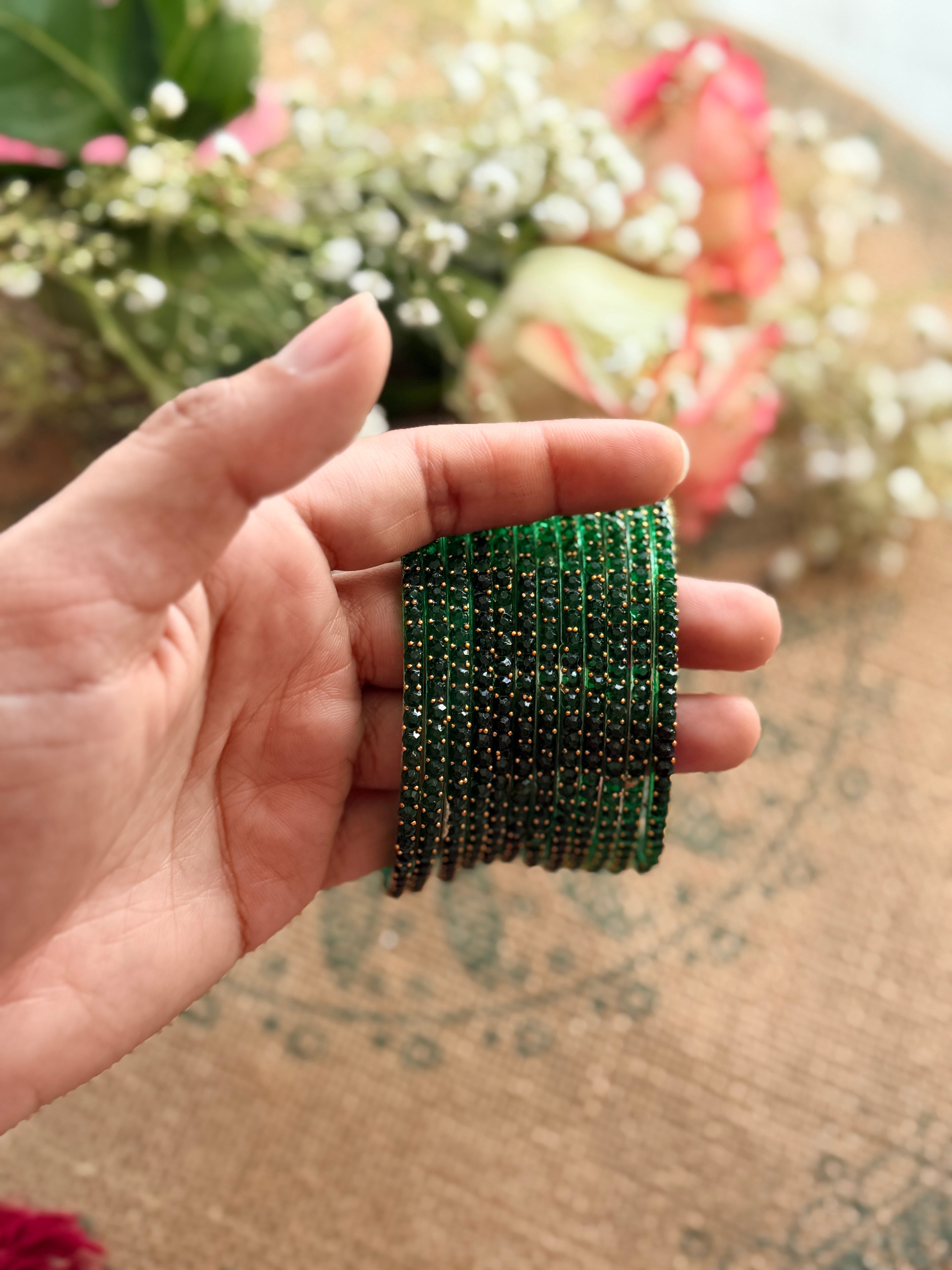 Indian Raindrop Bangles – Original Imported 🇮🇳 (Dark Green)
