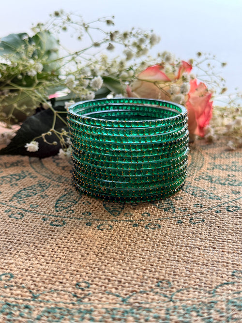 Indian Raindrop Bangles – Original Imported 🇮🇳 (Dark Green)