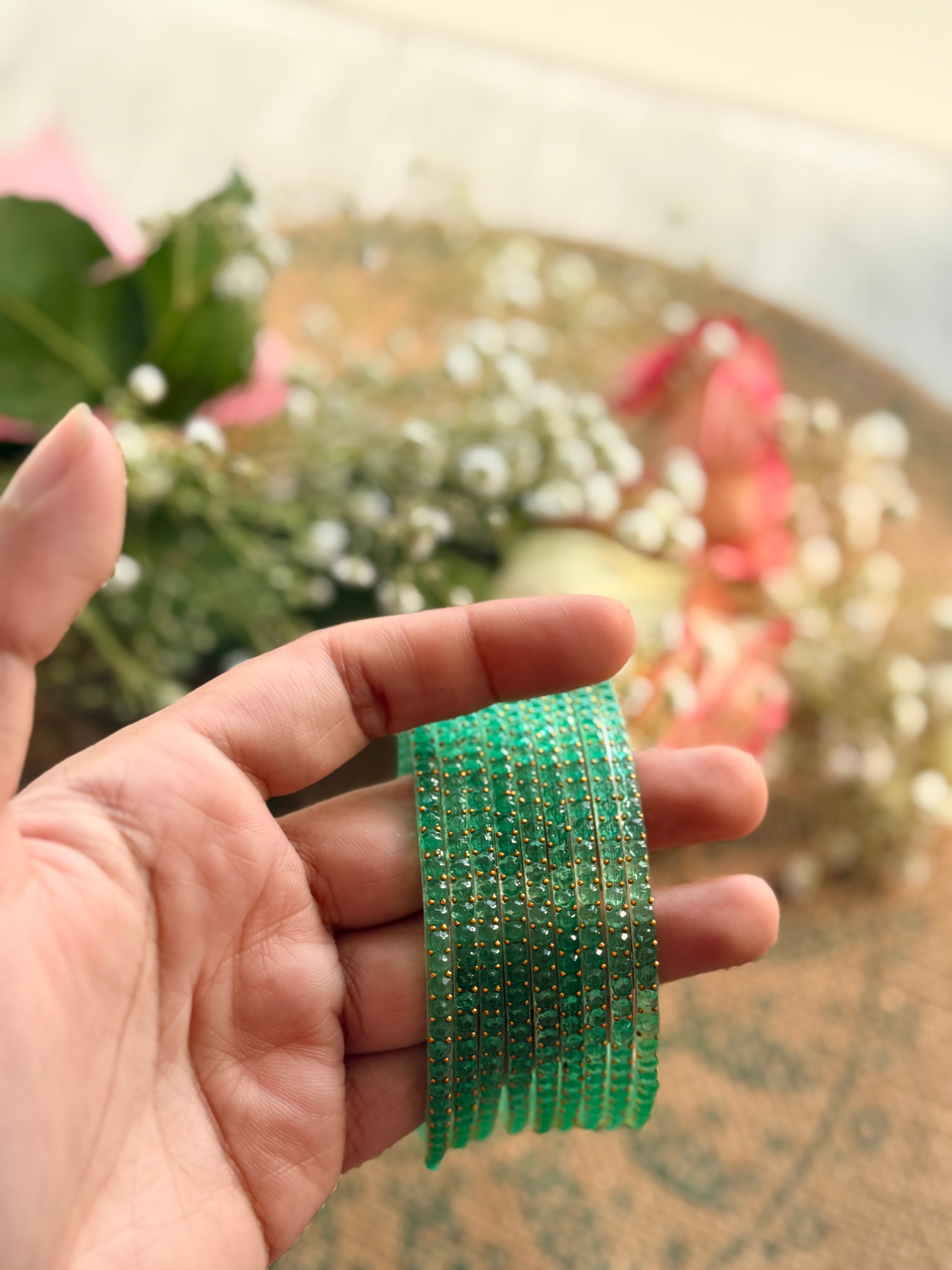 Indian Raindrop Bangles – Original Imported 🇮🇳 (Light Green)